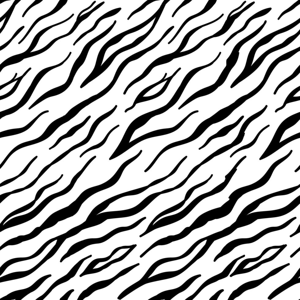 Vector seamless pattern with zebra skin. Black and white zebra stripes.