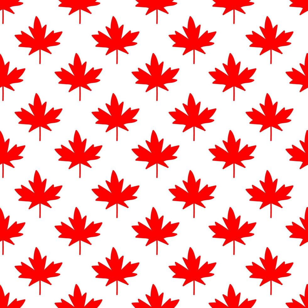 Red maple leaf seamless vector illustration on white background