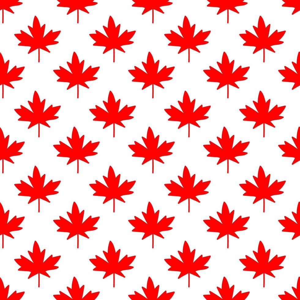 Red maple leaf seamless vector illustration on white background