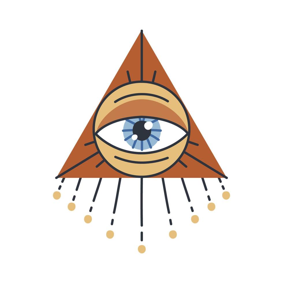 Evil doodle eye. Hand drawn witchcraft eye talisman, magical sacred symbol vector