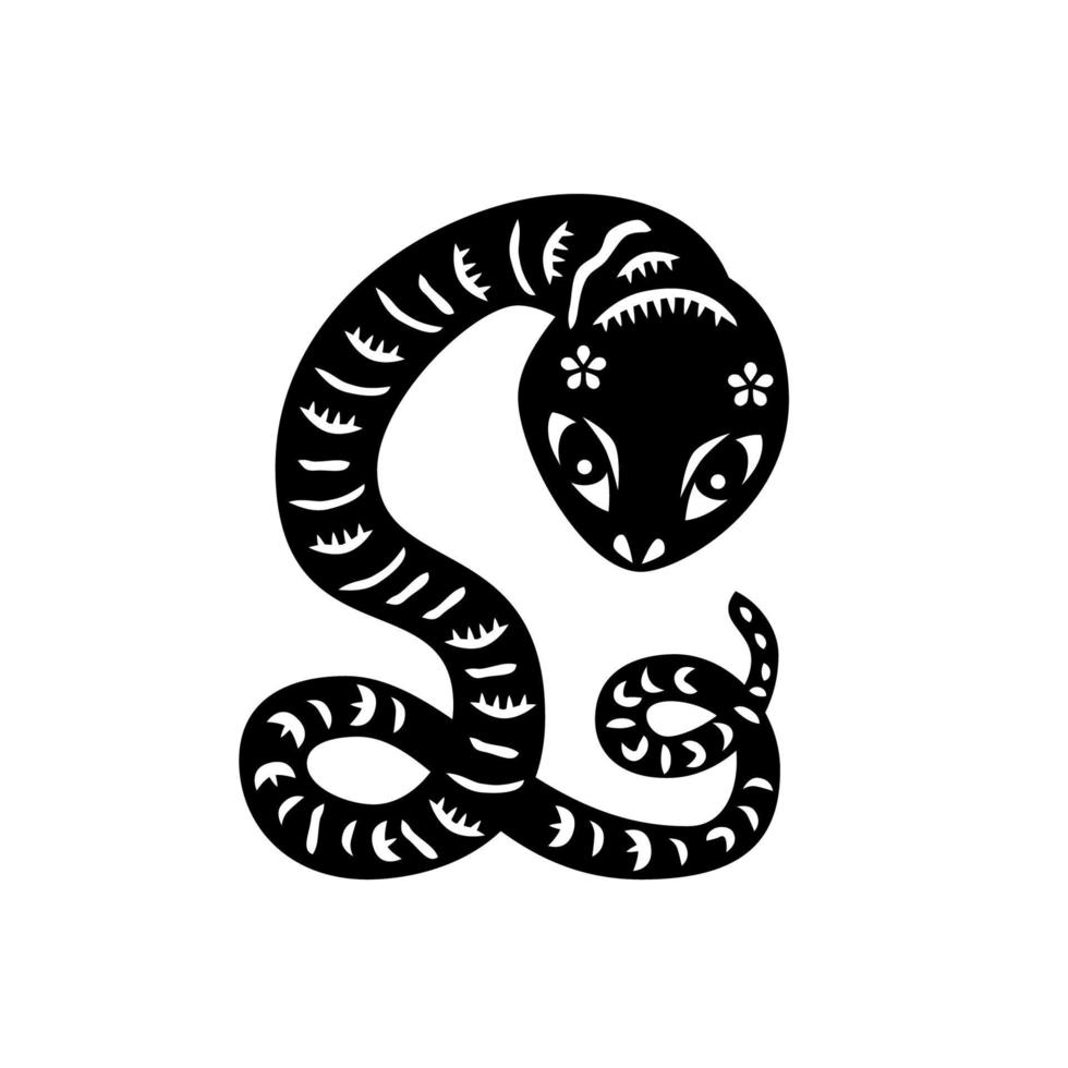 Chinese Zodiac New Year sign snake. Traditional china horoscope animal. vector