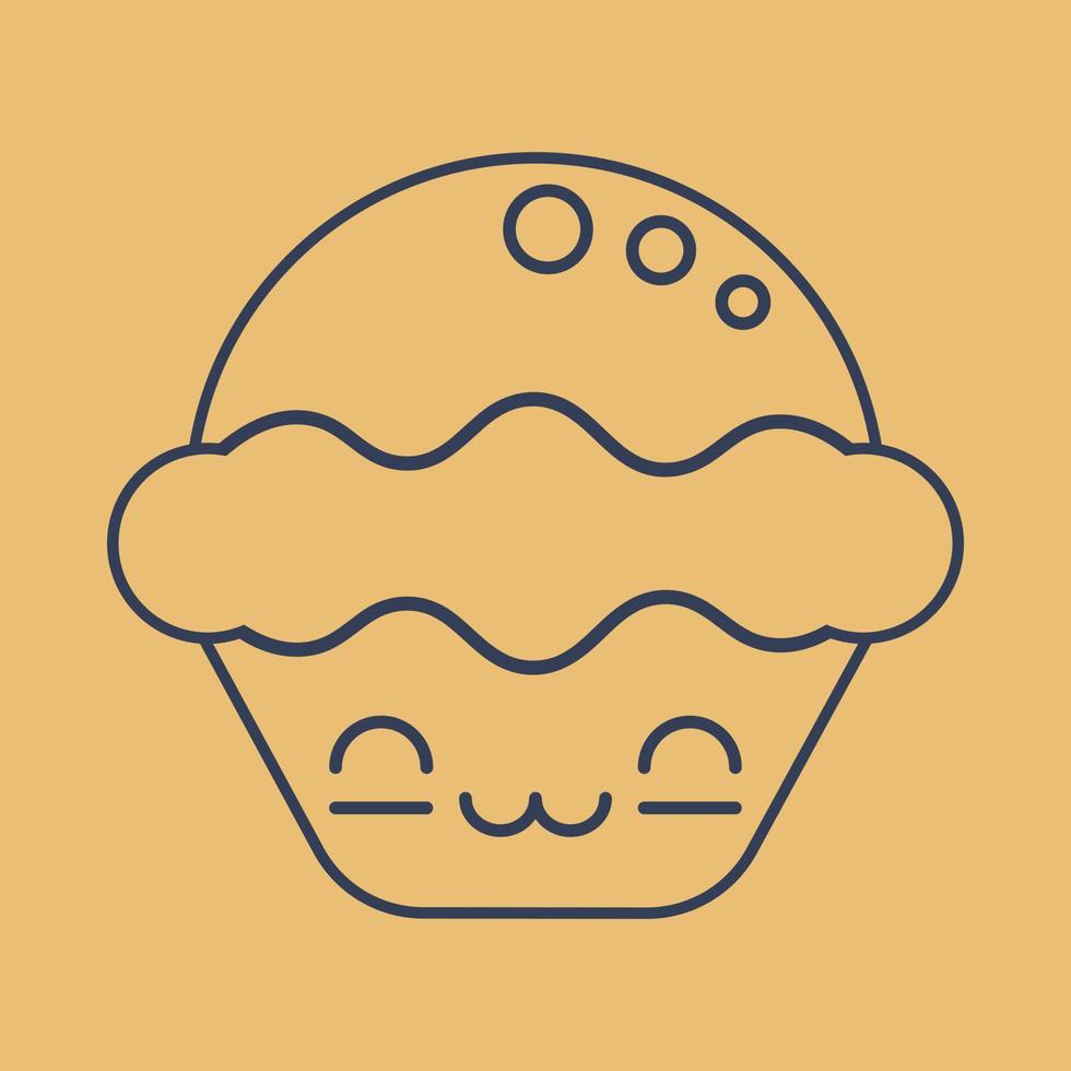 ilustración vectorial del lindo icono delineado de pastel de manzana vector