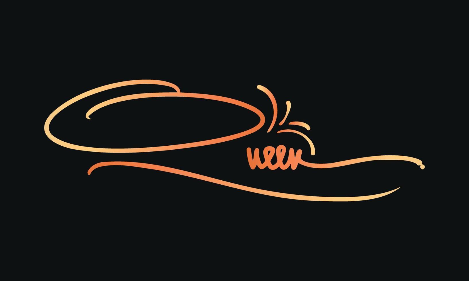 Vector Illustration of Queen in Golden Letter for Logo