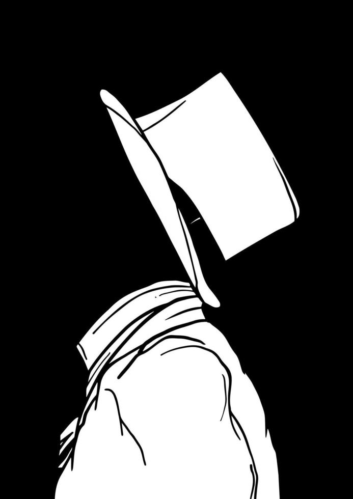 ilustración vectorial de un hombre blanco y negro en silueta con sombrero fedora vector