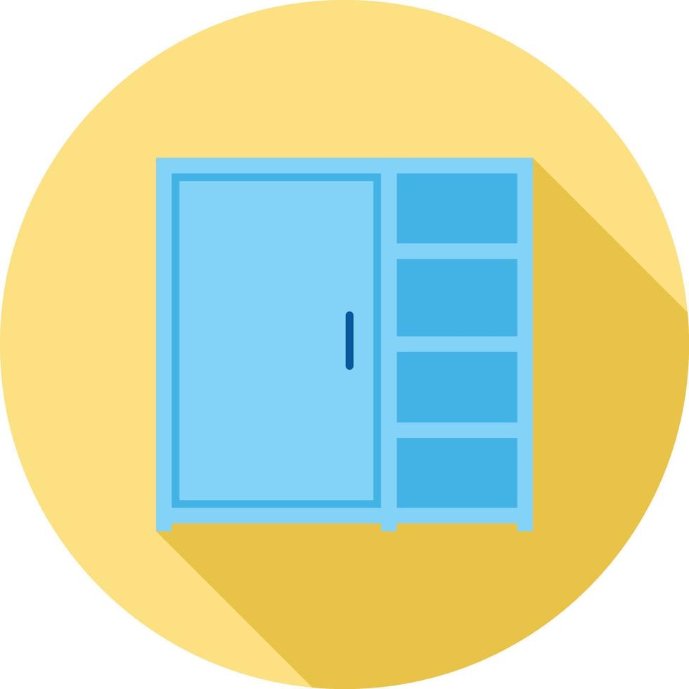 Cupboard with Shelves Flat Long Shadow Icon vector