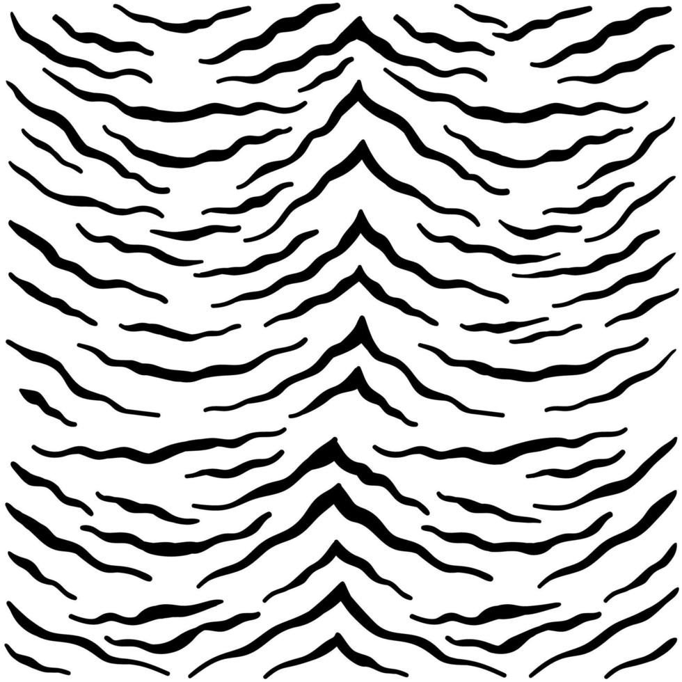 Vector seamless pattern with tiger skin. Black and white zebra stripes.