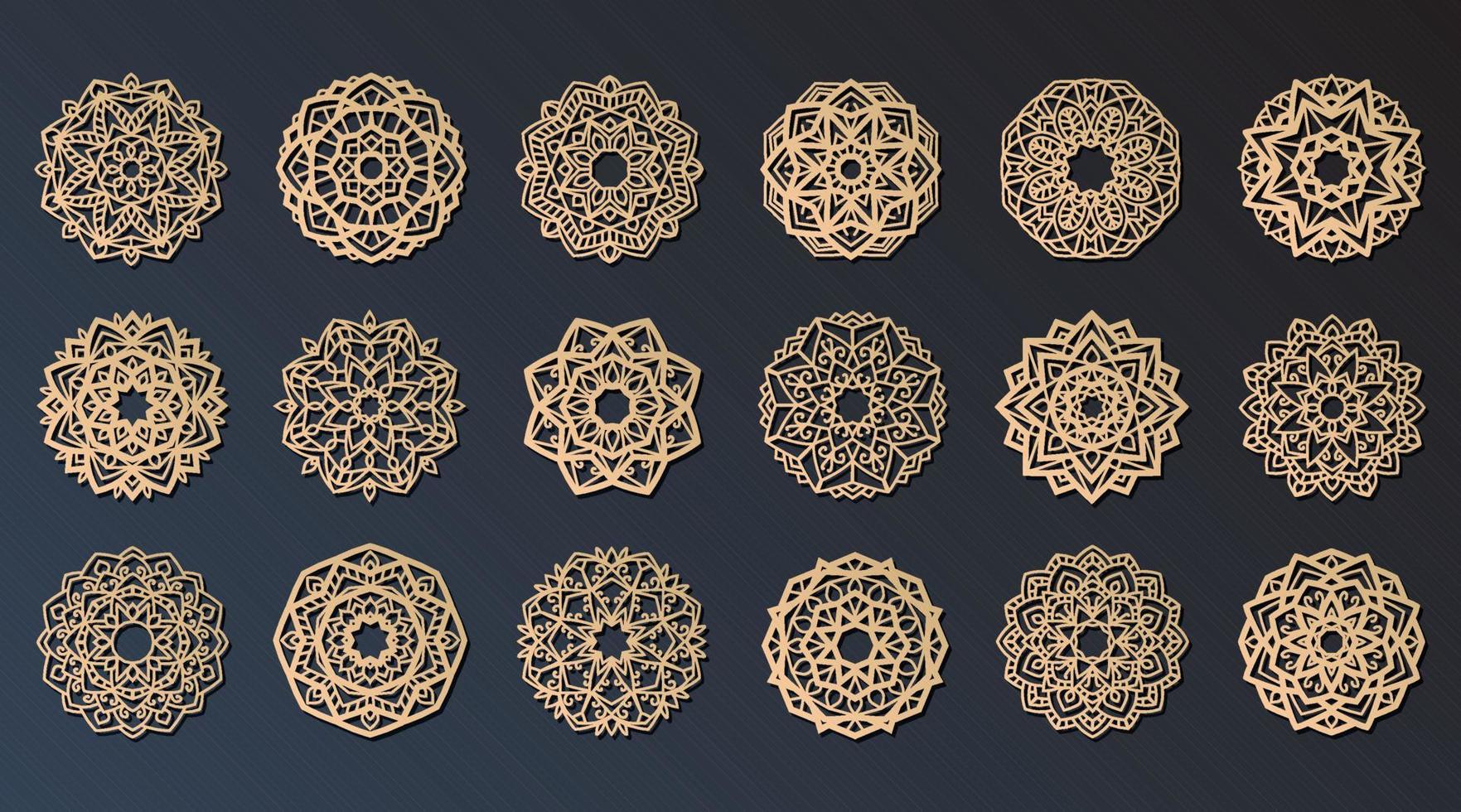 Lotus Vector Mandala Vector Template Set for Cutting and Printing.