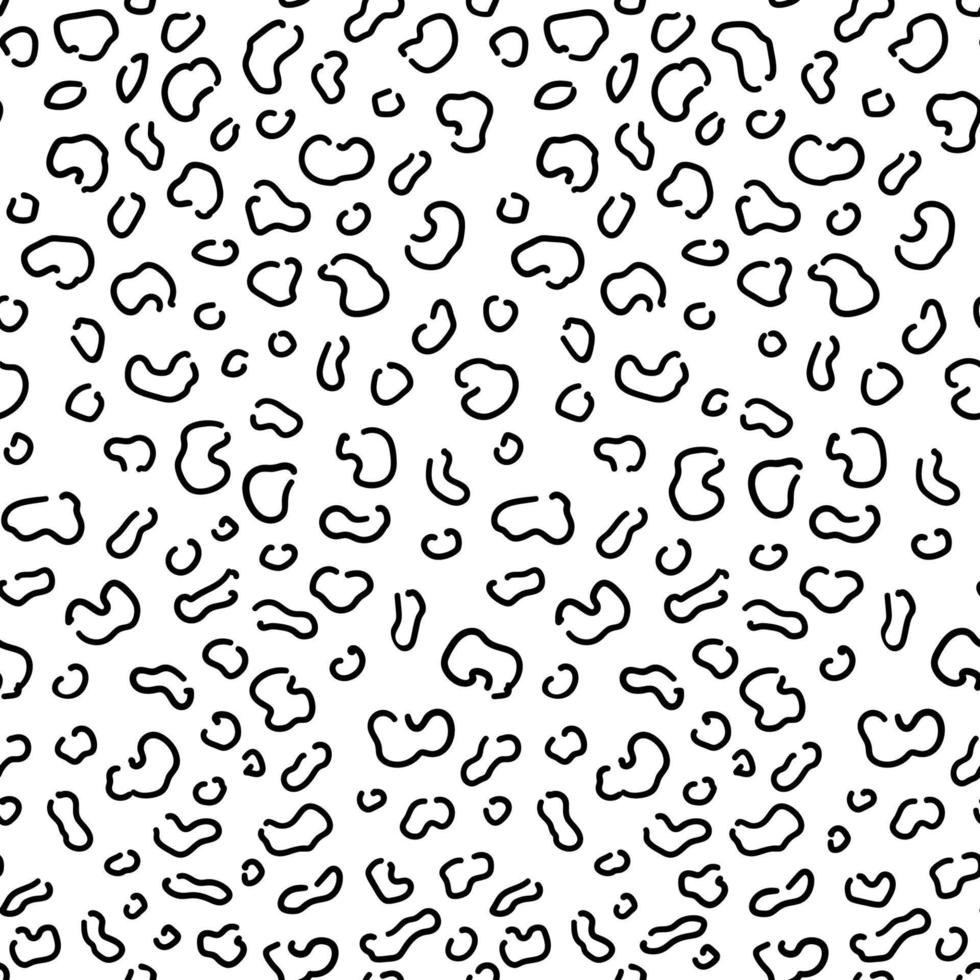 Vector seamless pattern with leopard skin. Black and white leopard spots.