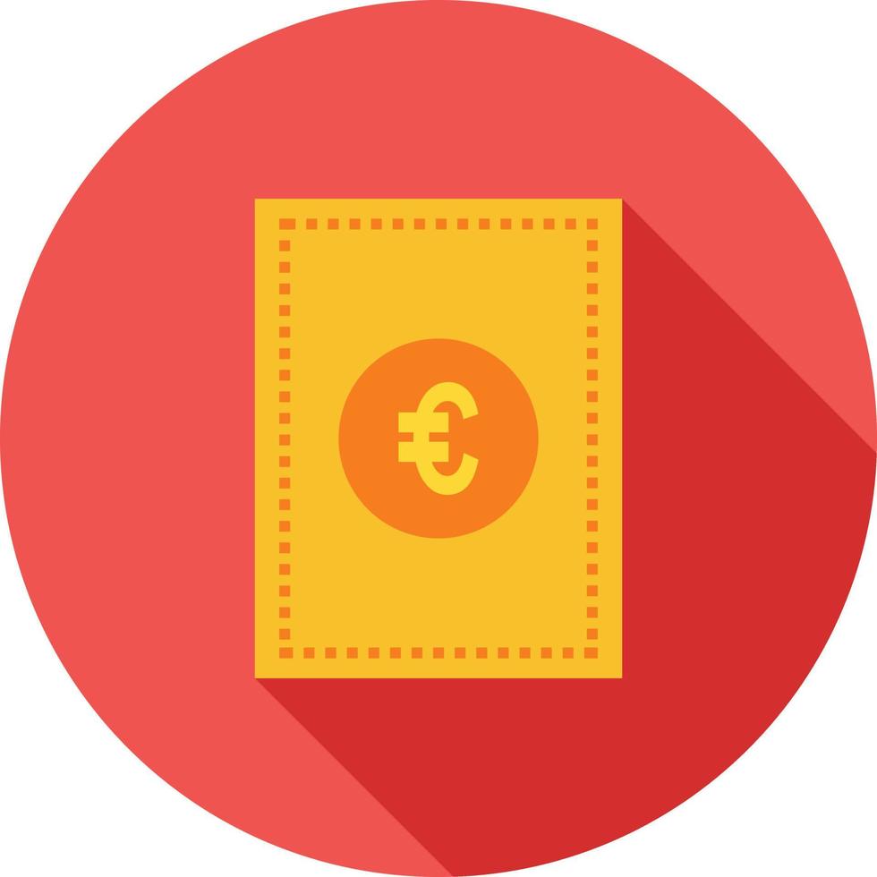 Euro Bill Flat Long Shadow Icon vector