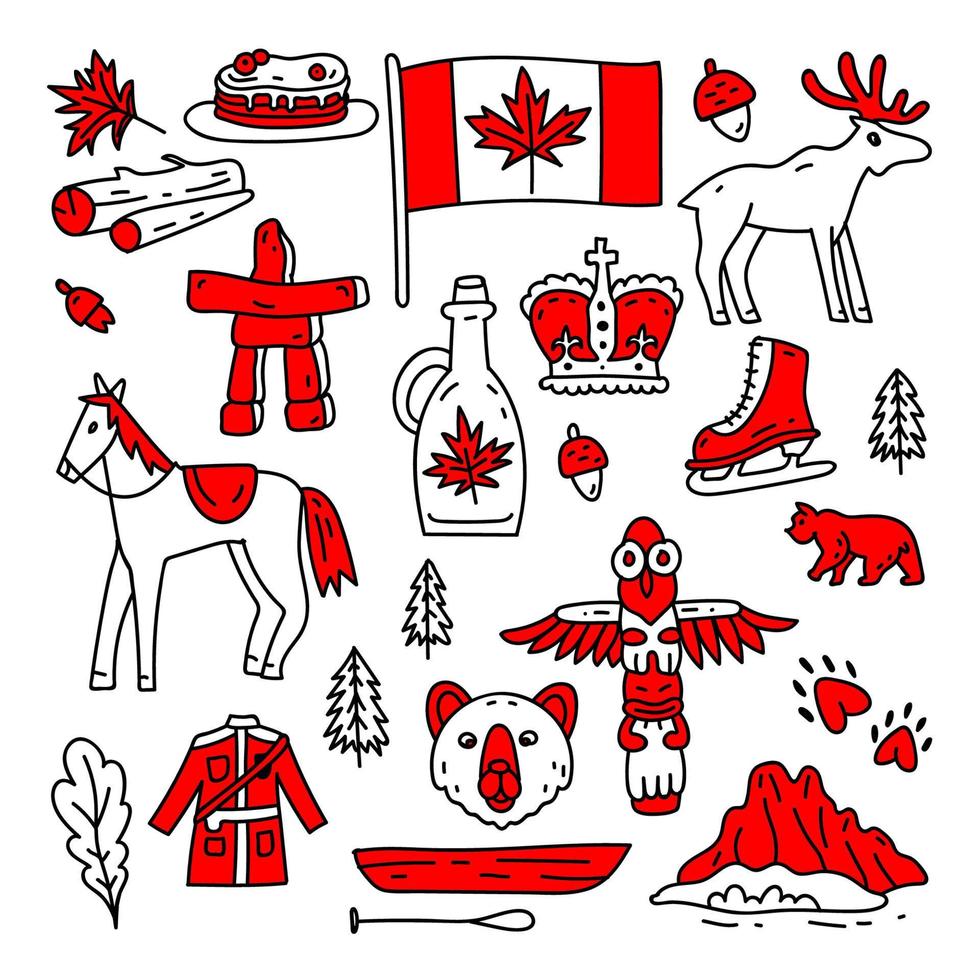 signo y símbolo de canadá, conjunto de iconos planos de elementos infográficos. turismo. vector