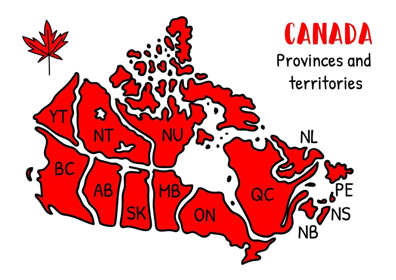 Map of Canada. Red and white print of Canada map vector