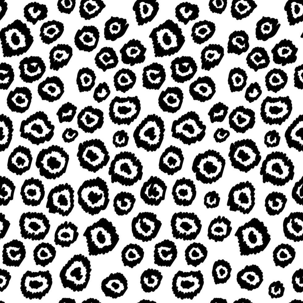 Vector seamless pattern with cheetah skin. Black and white leopard spots.