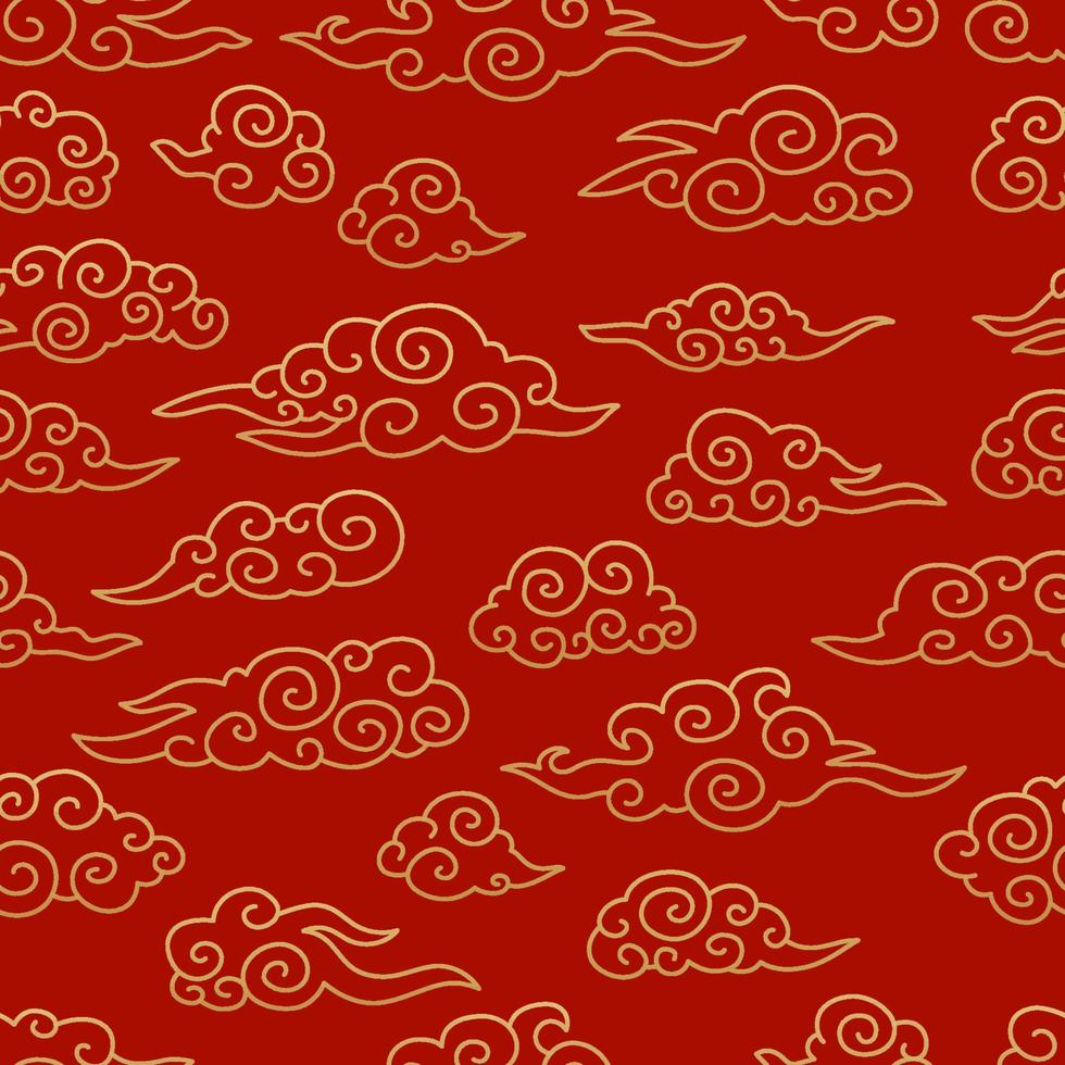 Chinese traditional clouds seamless pattern. Oriental ornament background vector