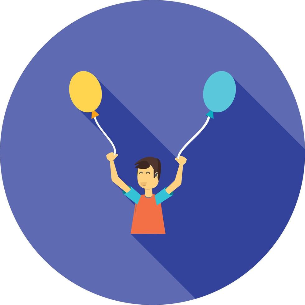 Child with Balloons Flat Long Shadow Icon vector