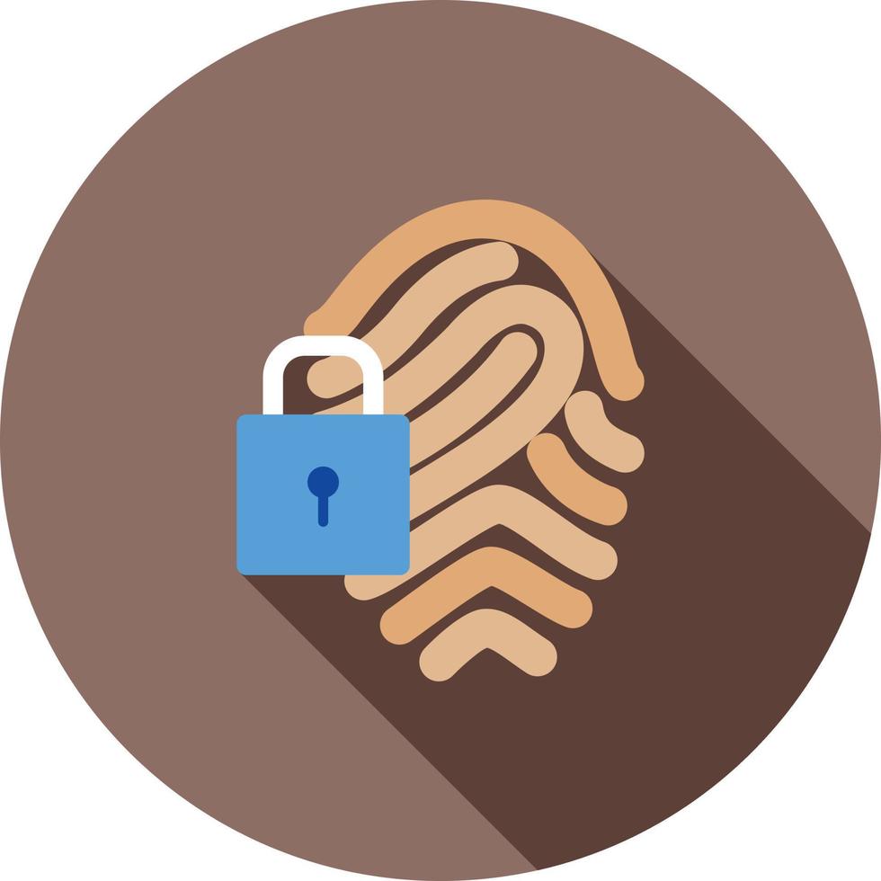 Fingerprint Lock Flat Long Shadow Icon vector