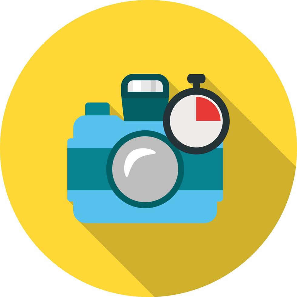 Timer on Camera Flat Long Shadow Icon vector
