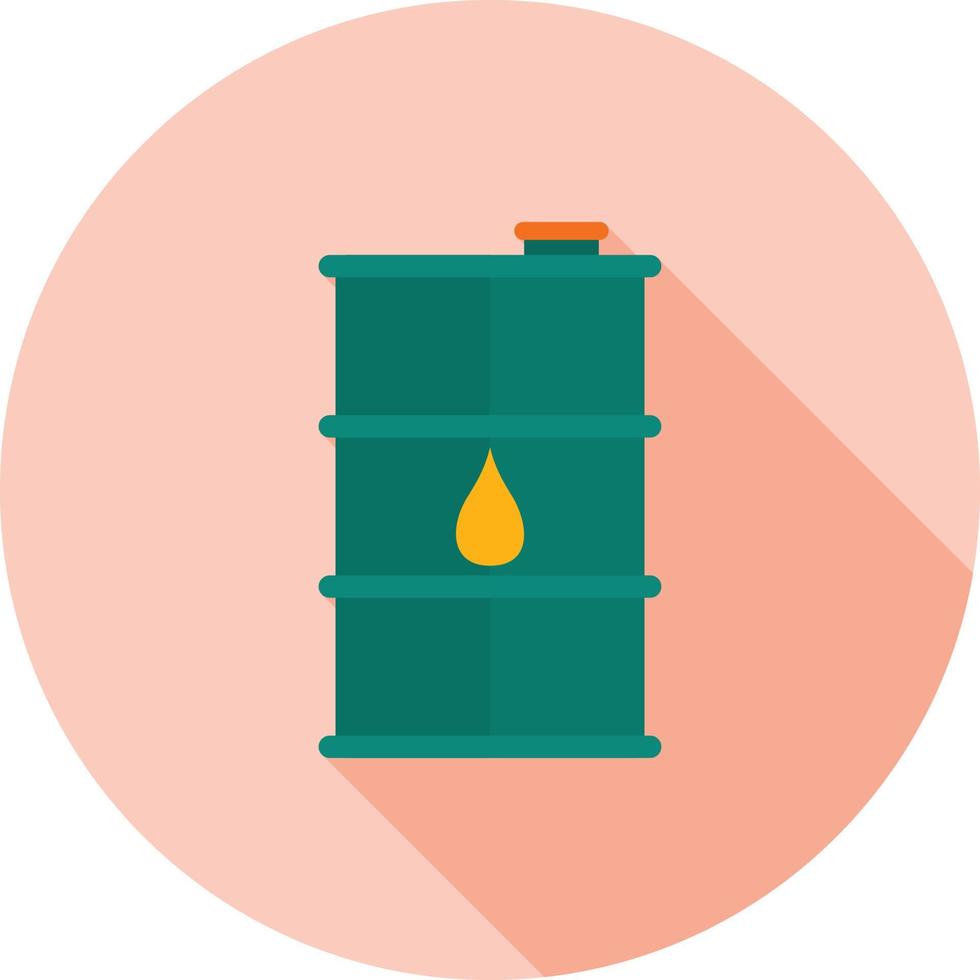 icono de sombra larga plana de barril de petróleo vector