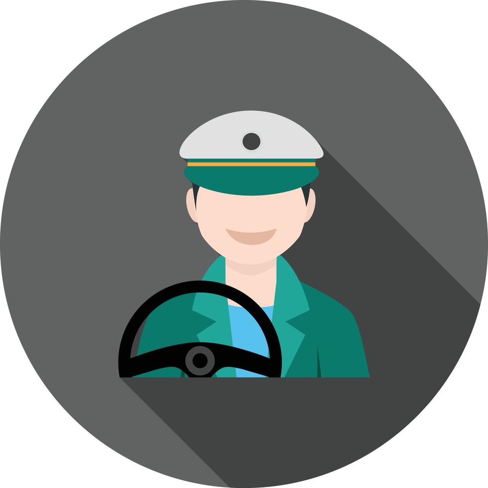Driver Male Flat Long Shadow Icon vector