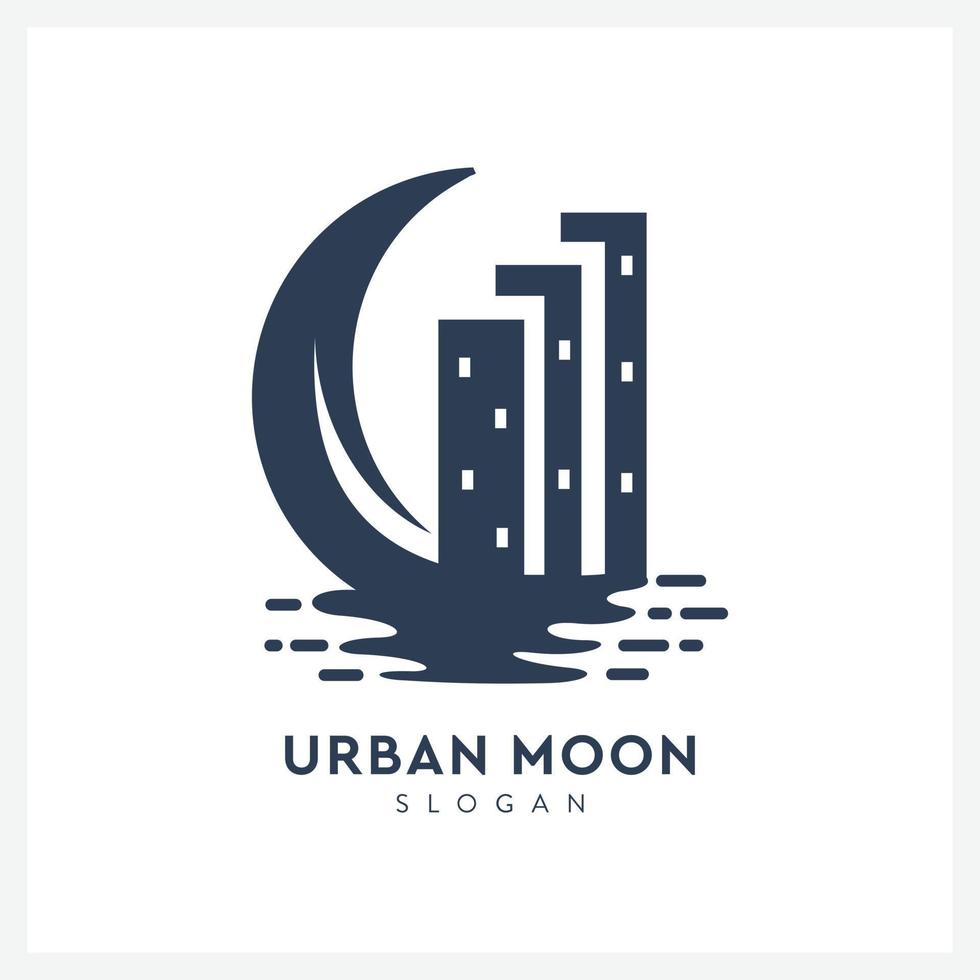 logo urbano con luna vector