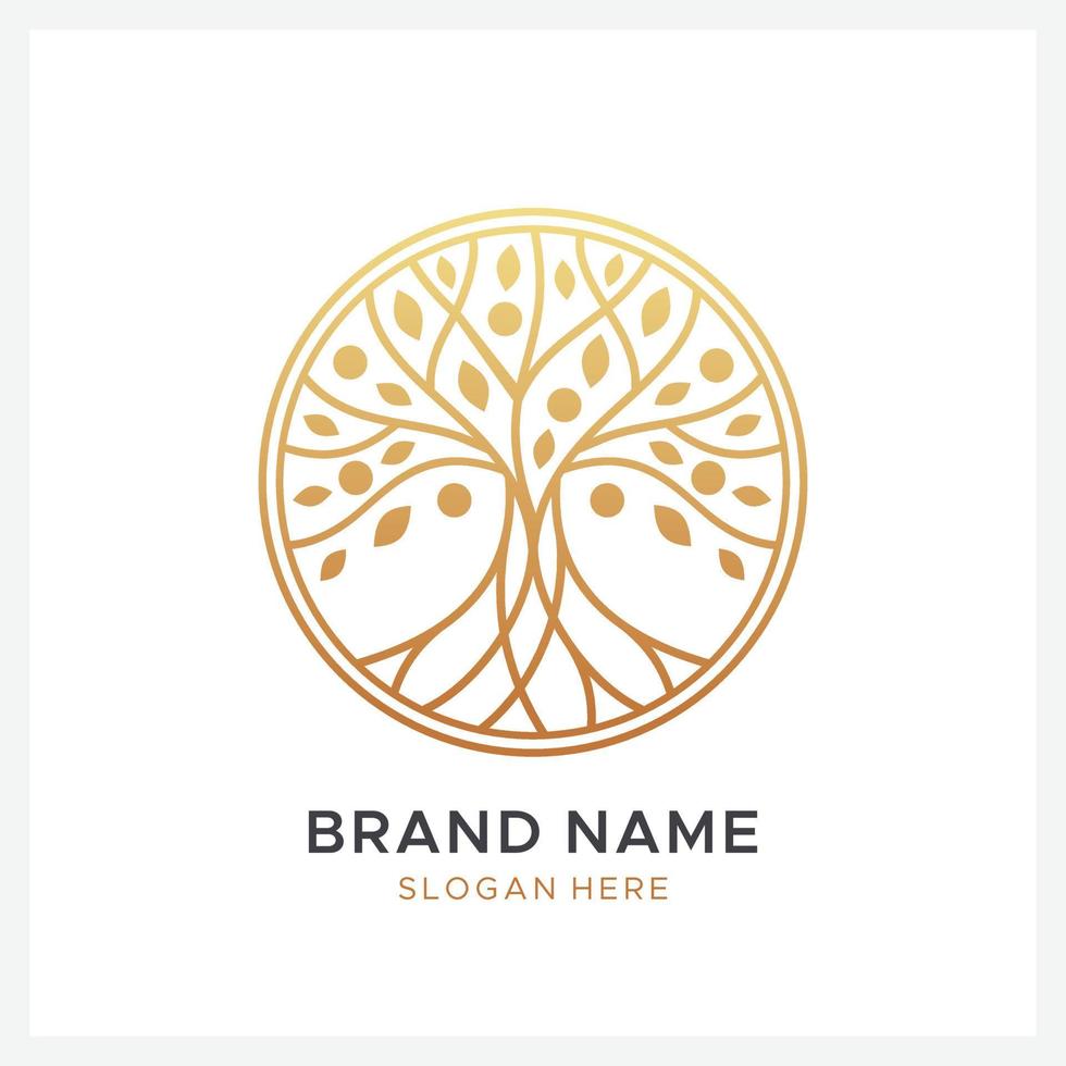 golden tree logo design template vector