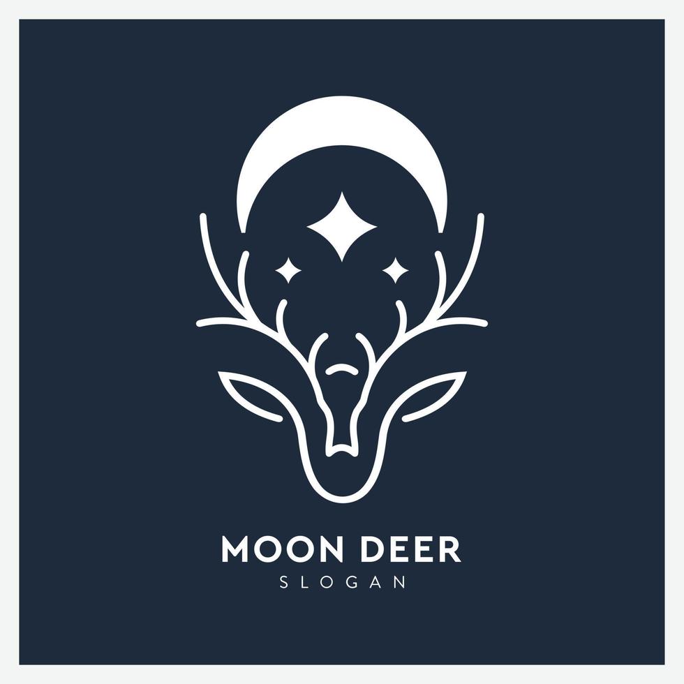 Deer logo line art with moon vector