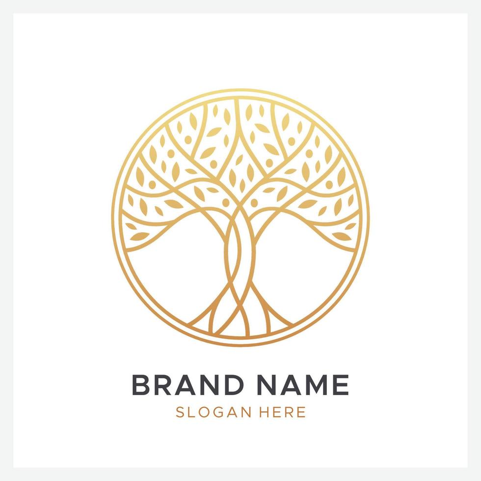 golden tree logo design template vector