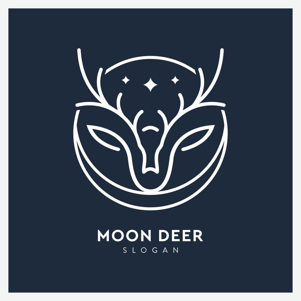 Deer logo line art with moon vector