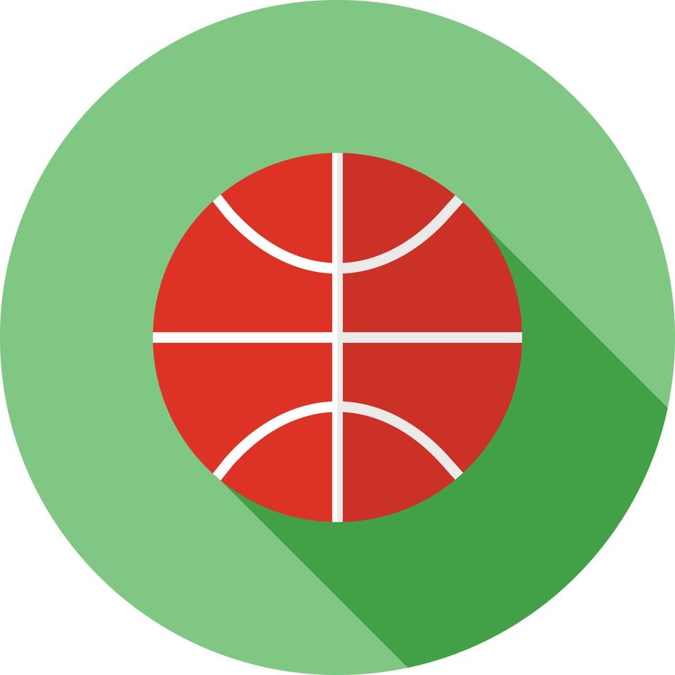 icono de sombra larga plana de baloncesto vector