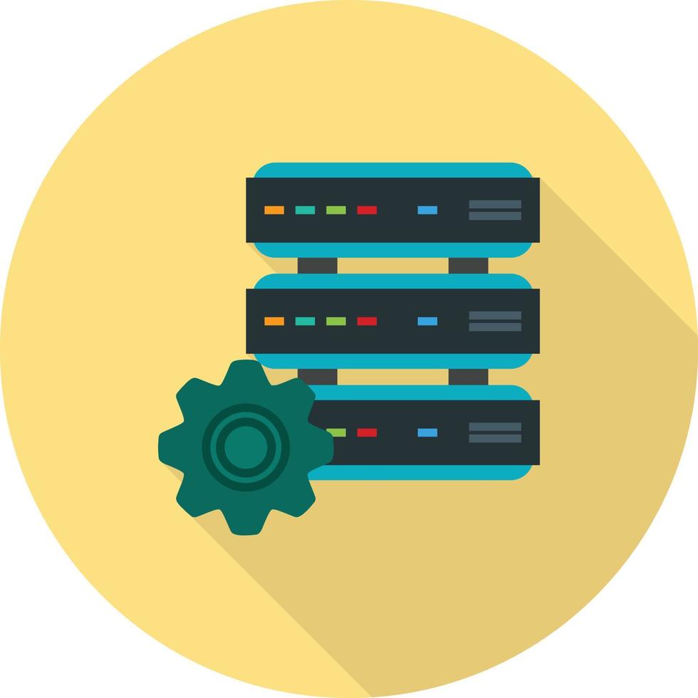 configuración de la base de datos plana larga sombra icono vector