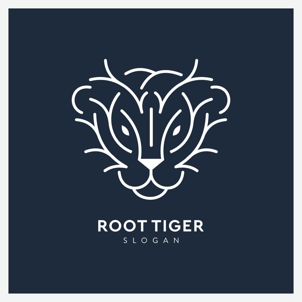 tiger root logo line art vector