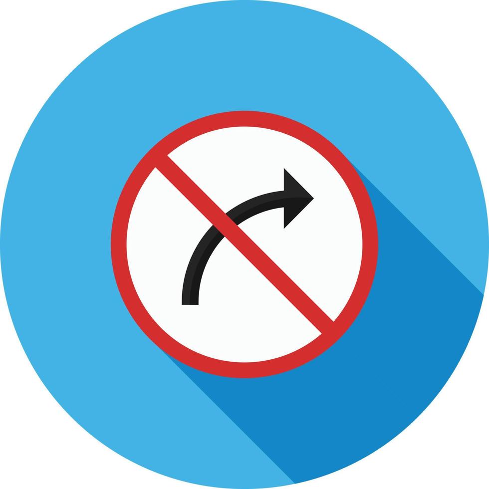 No right turn Flat Long Shadow Icon vector