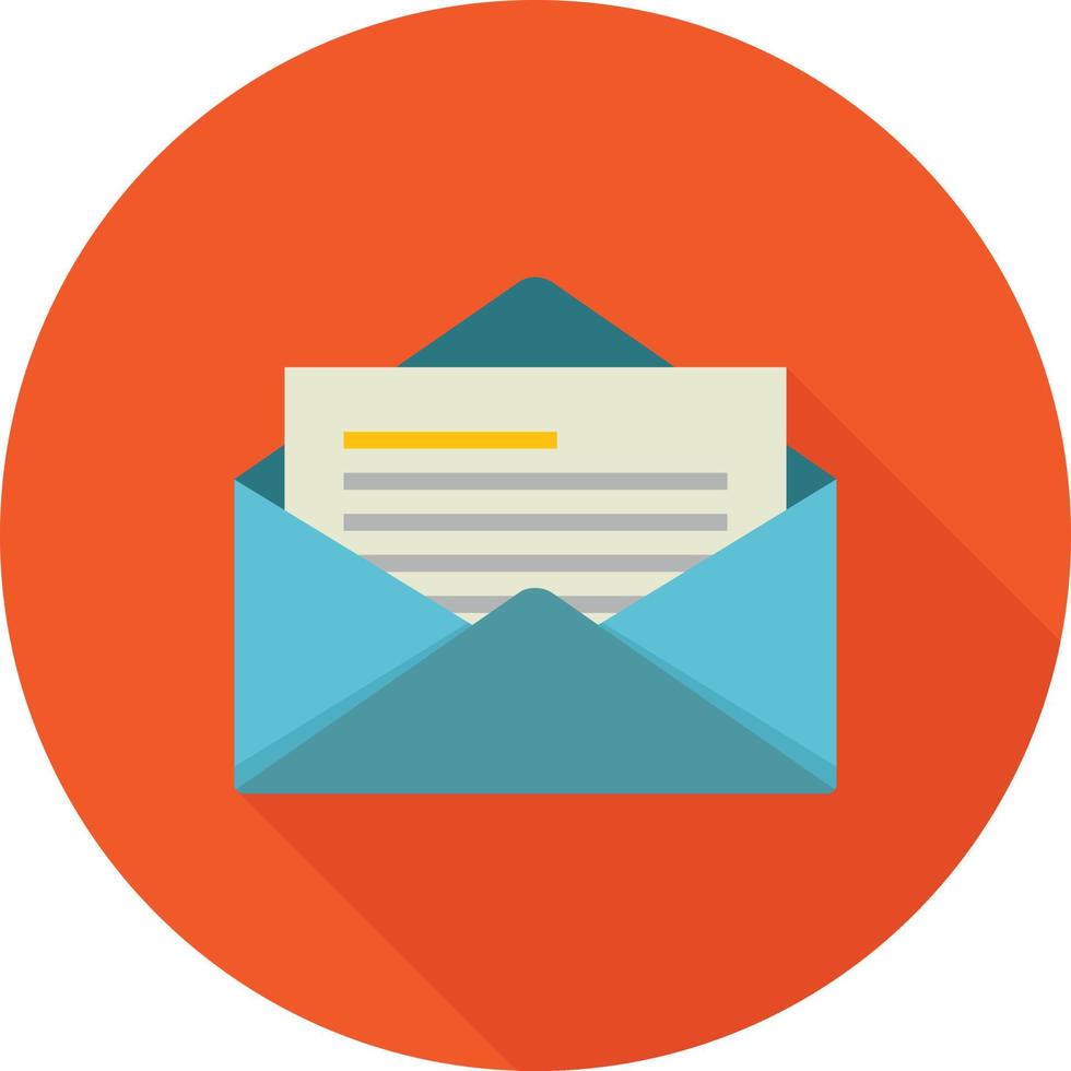 icono de sombra larga plana de correo vector