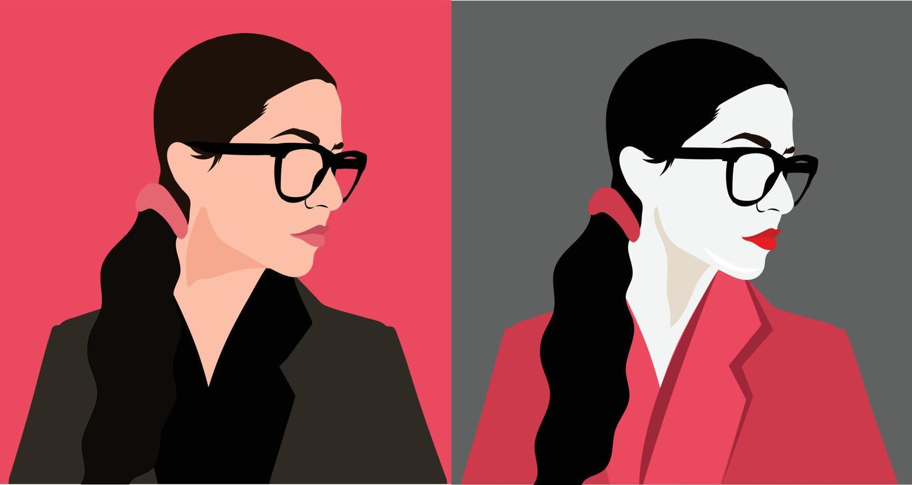 business girl with glasses vector illustration