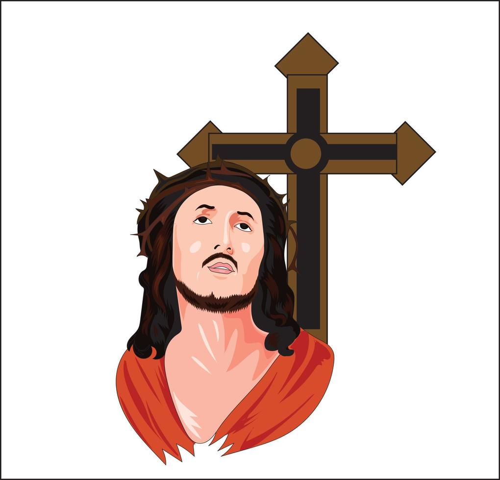 Jesus christ and sign behind him vector illustration