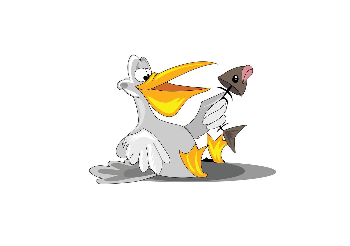 pájaro pelícano con ilustración de vector de pescado