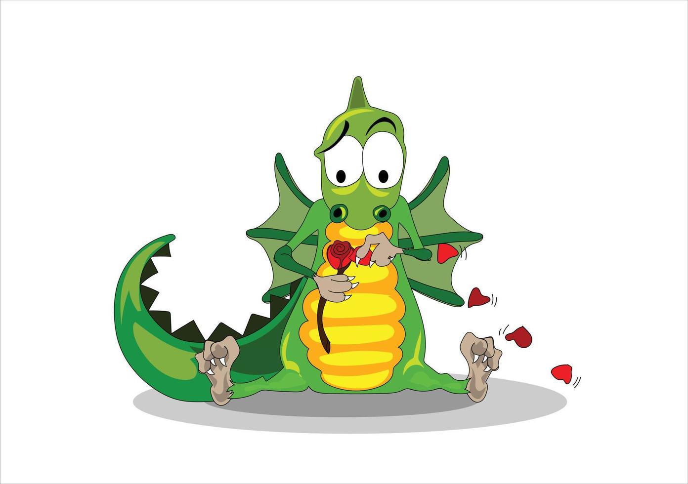 dragon holding flower vector illustration