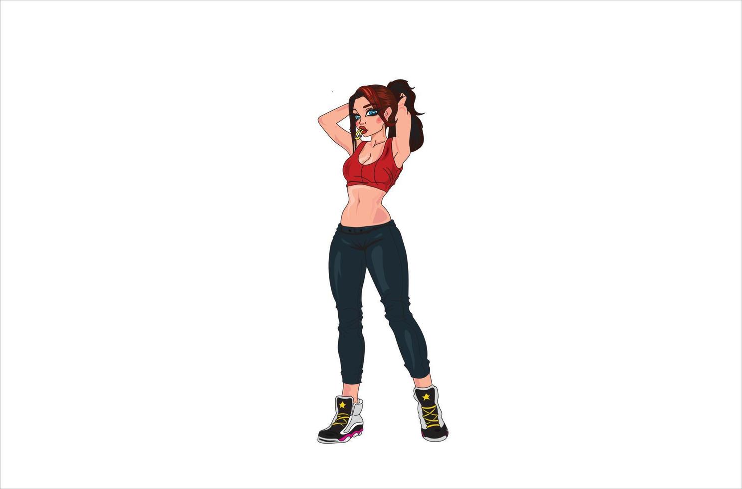 girl doing ponytail vector illustration