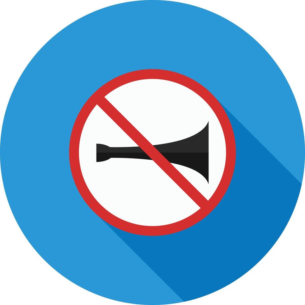 No horn zone Flat Long Shadow Icon vector