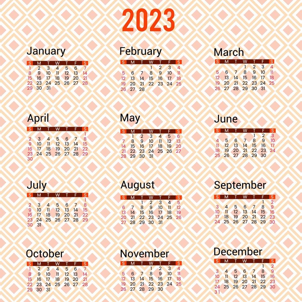 Calender 2023 Unique And Modern Design Template vector