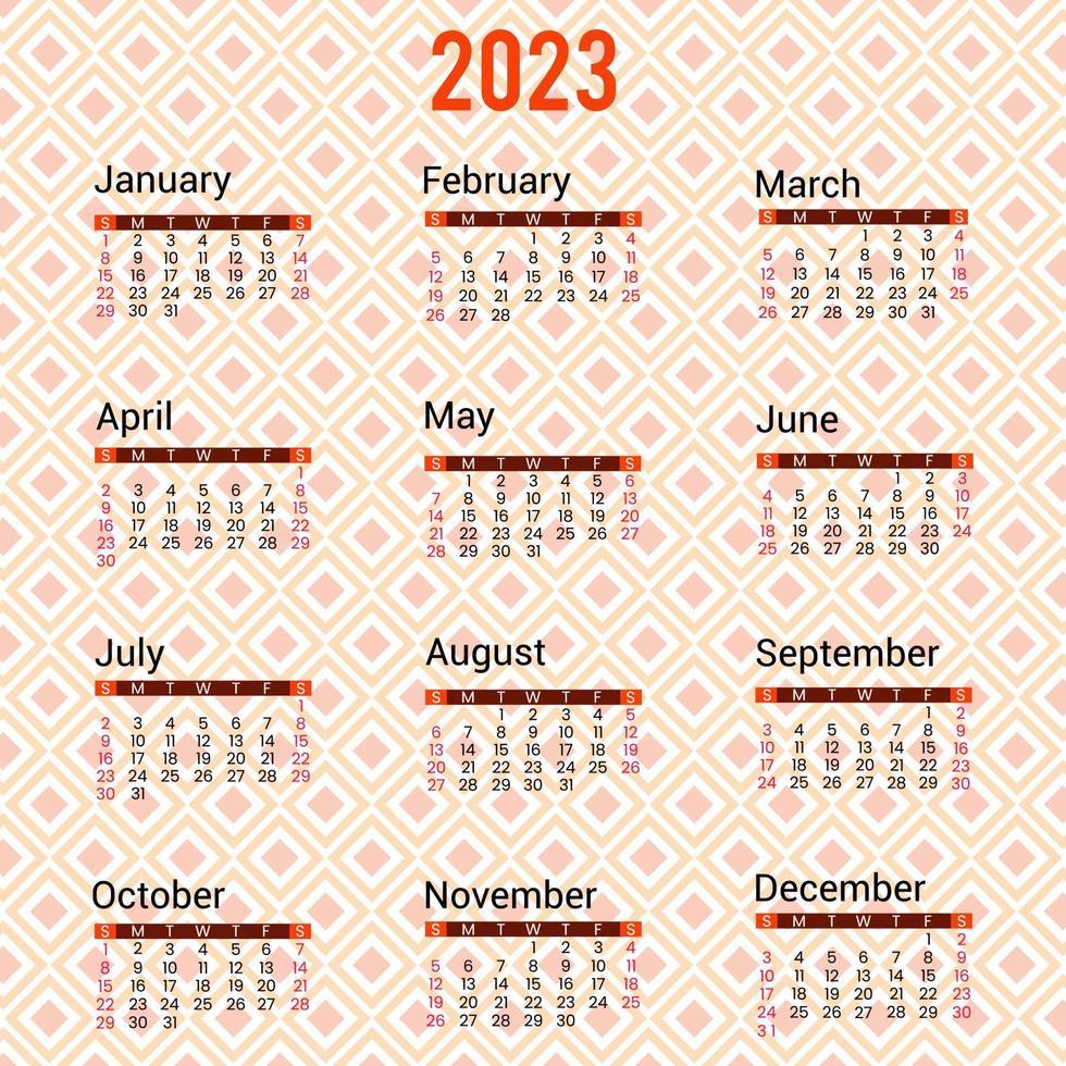 Calender 2023 Unique And Modern Design Template vector