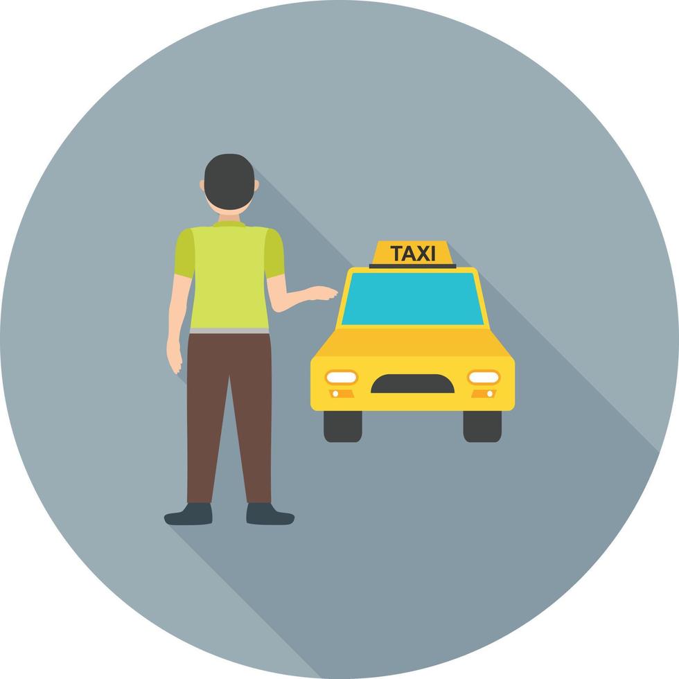 icono de sombra larga plana de llamada de taxi vector