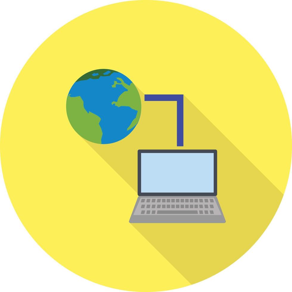 Connected Laptop Flat Long Shadow Icon vector