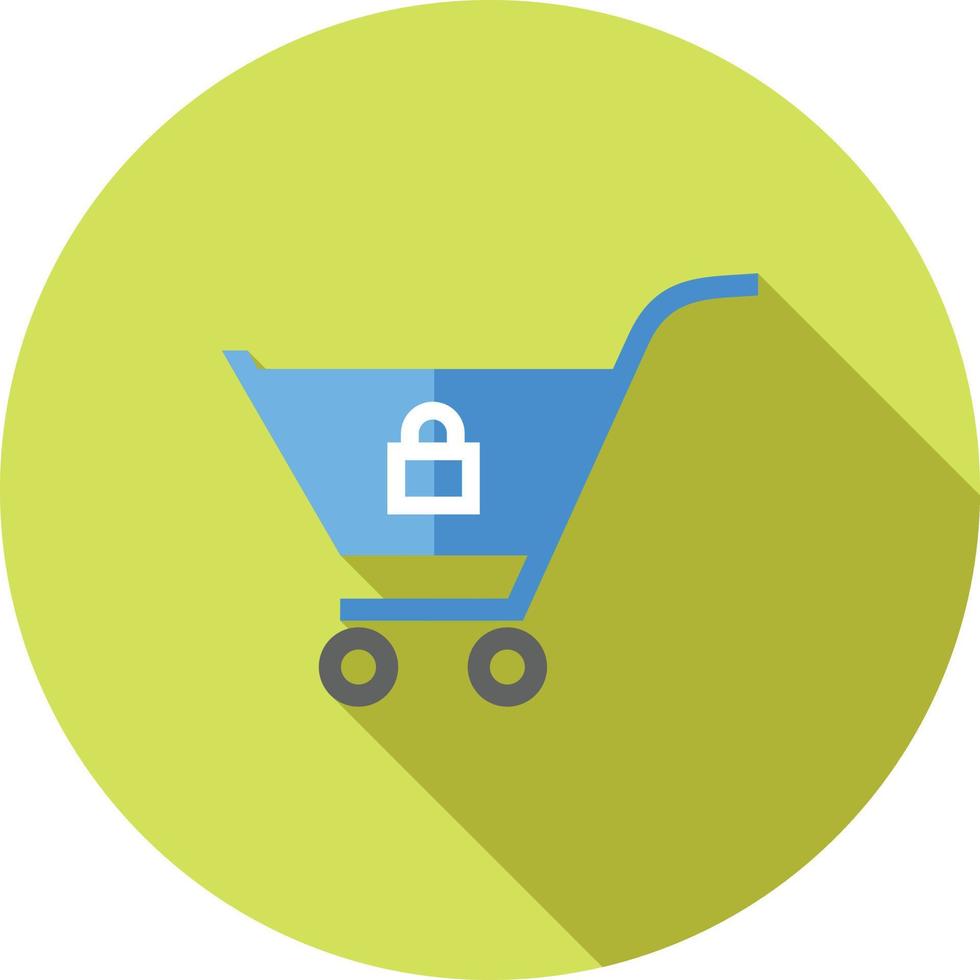 Locked Cart Flat Long Shadow Icon vector