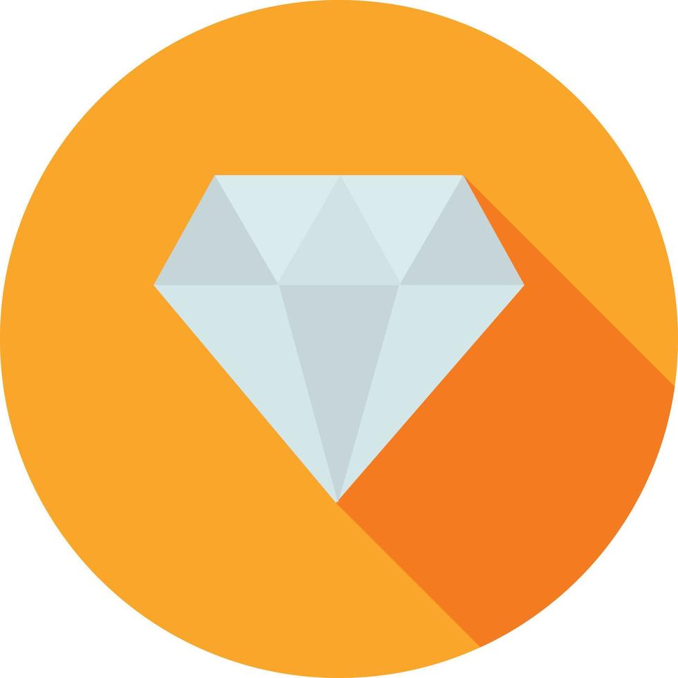 icono de sombra larga plana de diamante vector