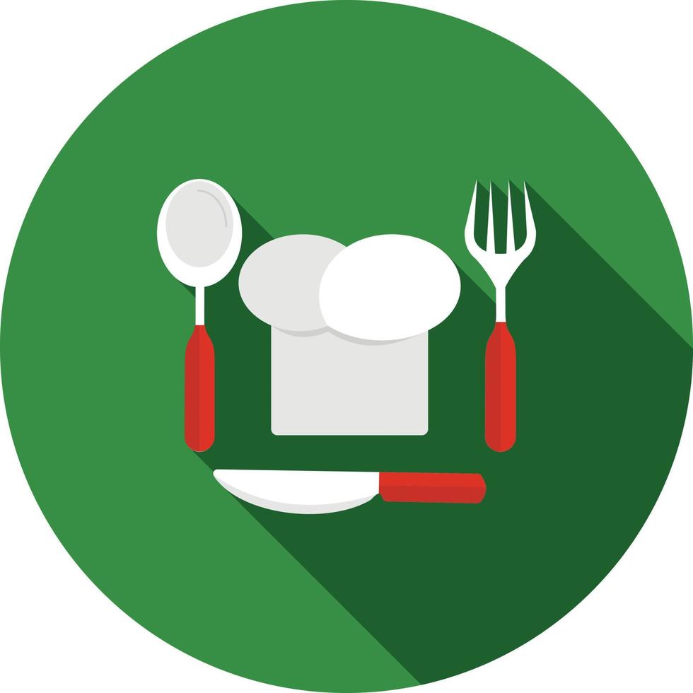 Chef Hat and Cutlery Flat Long Shadow Icon vector