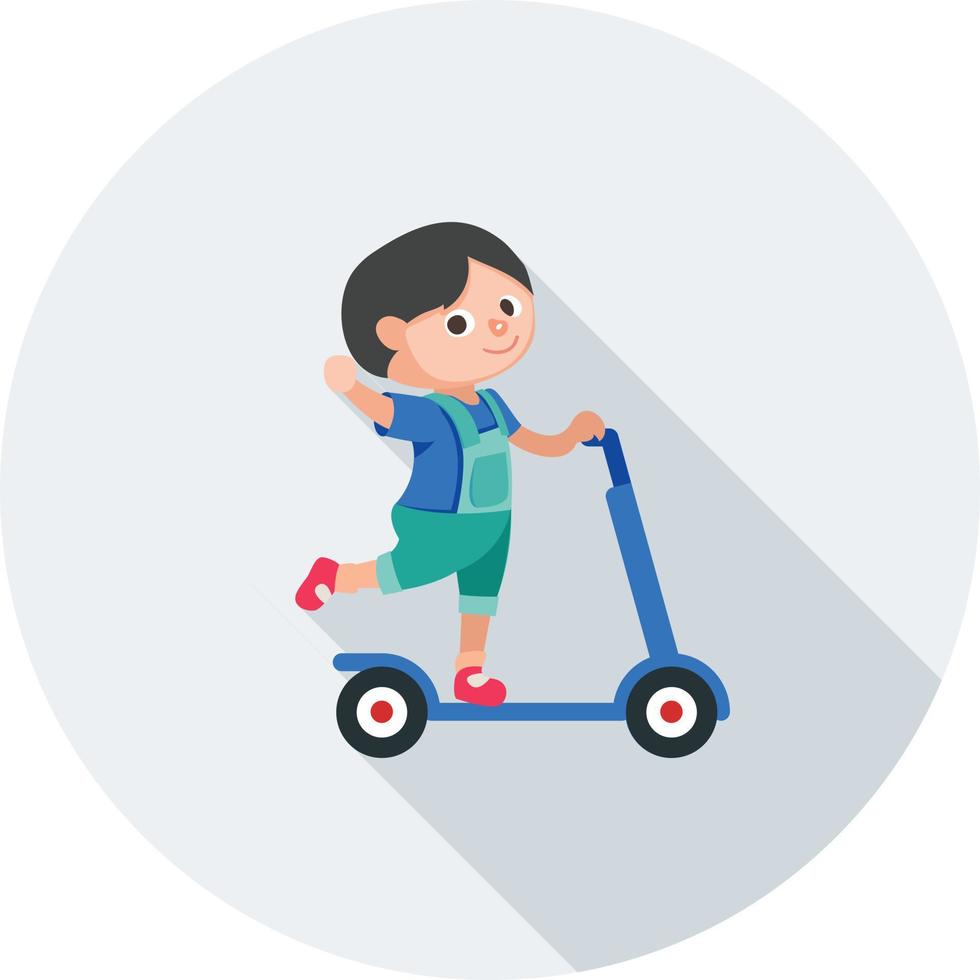 Toy on scootie Flat Long Shadow Icon vector