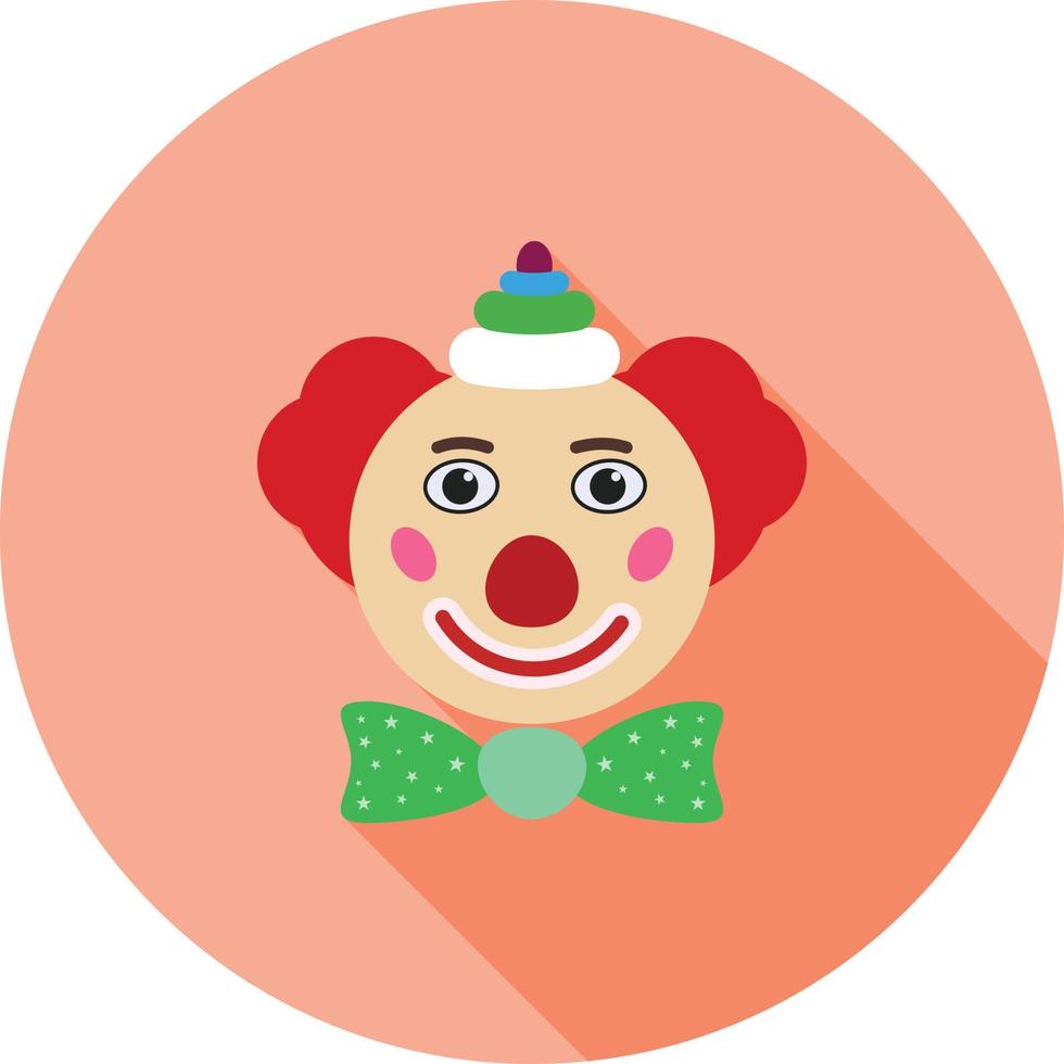 icono de sombra plana de cara de payaso vector