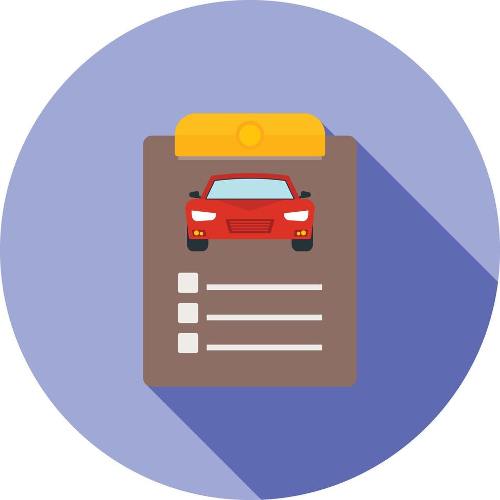 Car Items Checklist Flat Long Shadow Icon vector