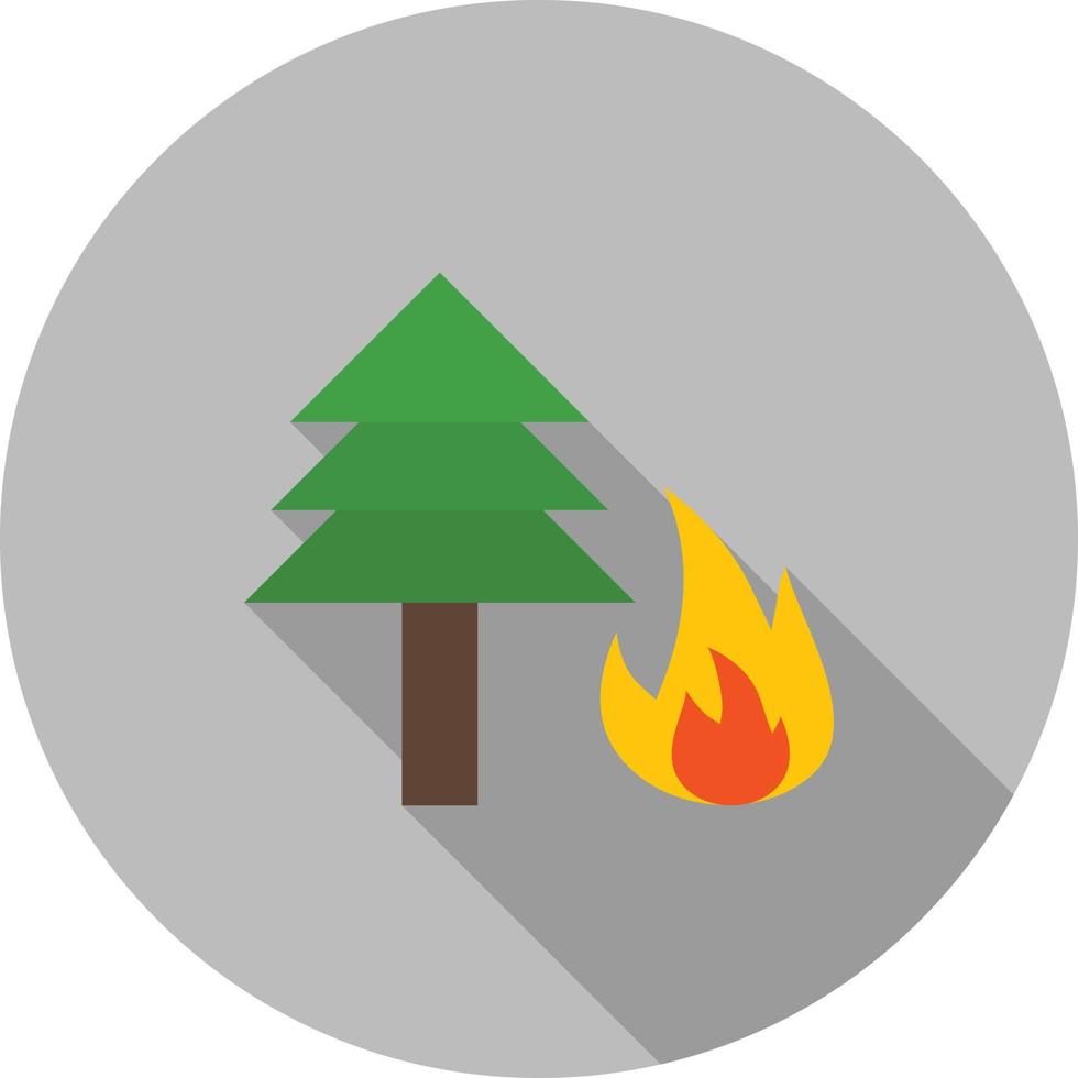 icono de larga sombra plana de incendio forestal vector