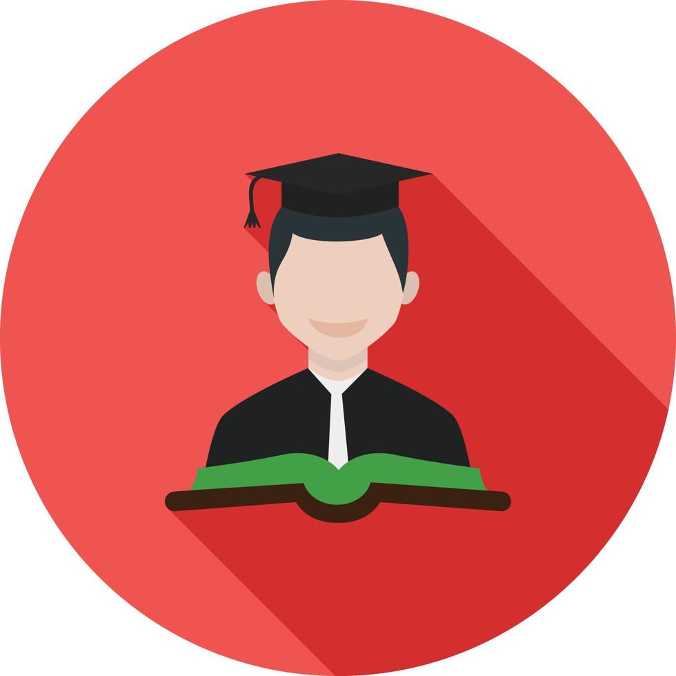 Student Male Flat Long Shadow Icon vector